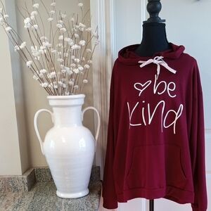Burgundy 'Be Kind' Women's Hoodie Sweatshirt Sz Large